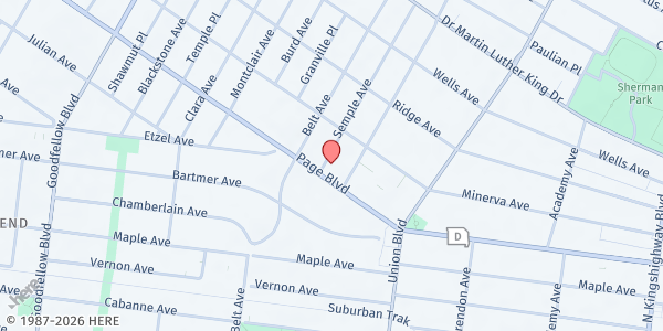 Map showing Better Family Life at 5415 Page Blvd., St Louis, MO