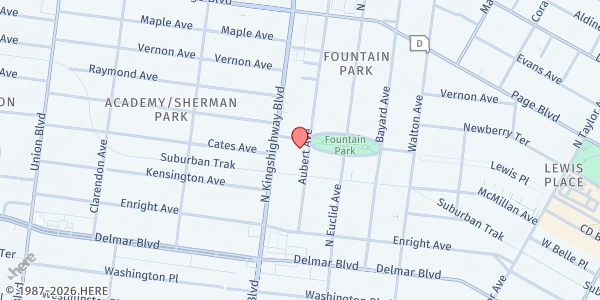Map showing Centennial's Food Pantry / Food on the Move at 4950 Fountain Ave., St Louis, MO