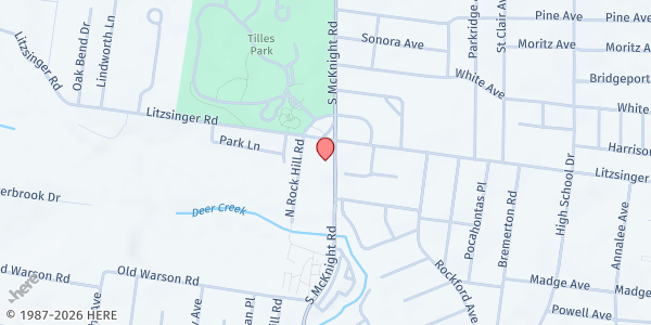 Map showing Christians Who Care at 2515 South Mcknight, St Louis, MO