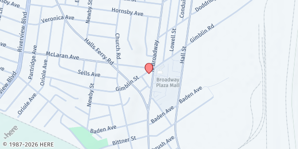 Map showing Church of God at Baden at 8373 N. Broadway, St Louis, MO