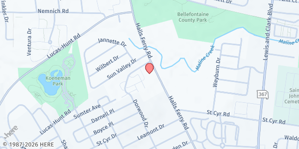 Map showing Coleman Wright Resource Center at 9777 Halls Ferry Rd., St Louis, MO