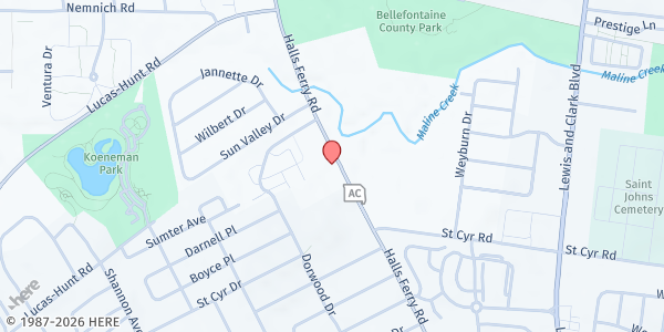Map showing Coleman Wright Resource Center at 9735 Halls Ferry, St Louis, MO