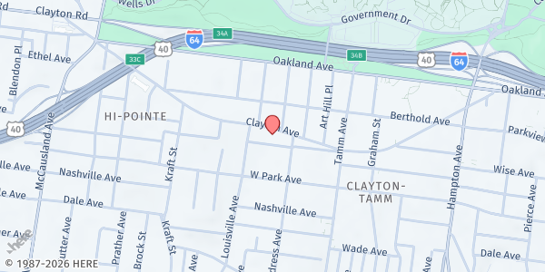 Map showing Dogtown Little Free Pantry at 6474 Clayton Ave, St. Louis, MO