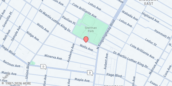 Map showing Elmwood Memorial COGIC at 5048 Dr Martin Luther King Dr., St Louis, MO