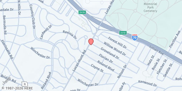 Map showing Episcopal Church of All Saints and Ascension Food Pantry at 4520 Lucas & Hunt Rd., St Louis, MO