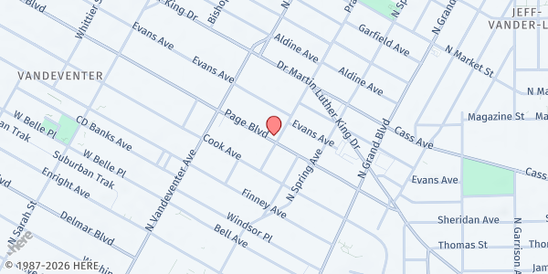 Map showing Estell Ministries Food Pantry at 3803 Page Blvd., St Louis, MO