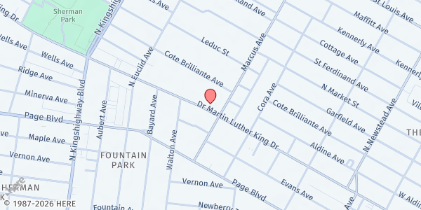 Map showing ETCA Ministry at 4723 Dr Martin Luther King Dr., St Louis, MO