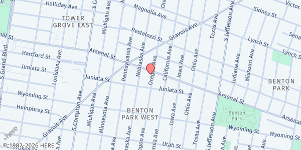 Map showing Five Star Senior Center at 2832 Arsenal St., St Louis, MO