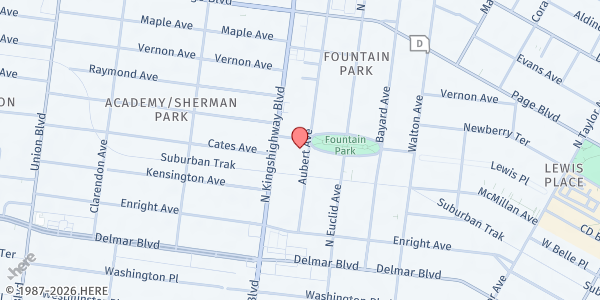Map showing Food on the Move Centennial Christian Church at 4950 Fountain Ave., St Louis, MO