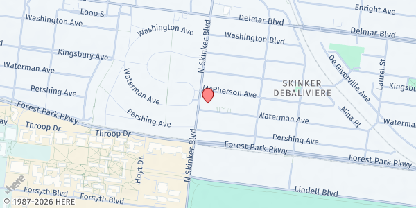 Map showing Grace UMC Food Pantry at 6199 Waterman Blvd., St Louis, MO