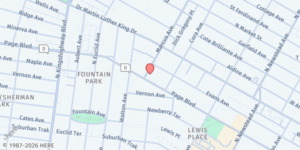 Map showing Great Things Inc at 4675 Page Blvd., St Louis, MO