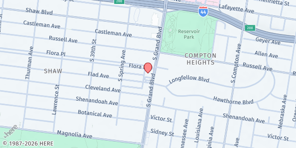 Map showing Isaiah 58 Ministries Food Pantry at 2149 S Grand Blvd, St. Louis, MO