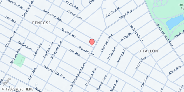 Map showing Keys to Life Tabernacle Christian Church at 4229 N Newstead Ave, St. Louis, MO