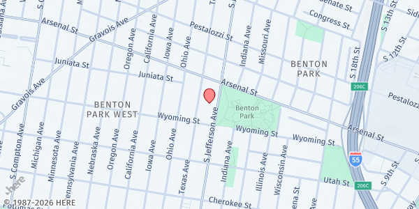 Map showing Love & Care Church at 3137 S. Jefferson Ave., St Louis, MO