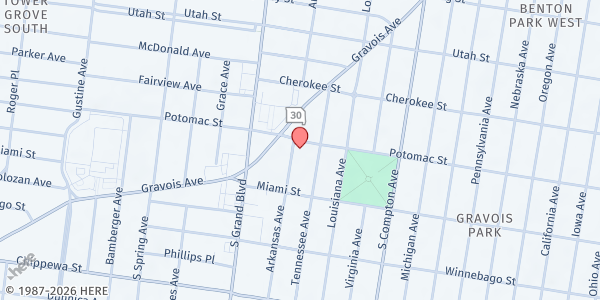 Map showing Metro Christian Worship Center at 3452 Potomac St., St Louis, MO