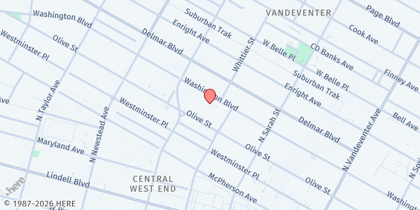 Map showing New Horizons United Methodist Church at 4234 Washington Blvd., St Louis, MO
