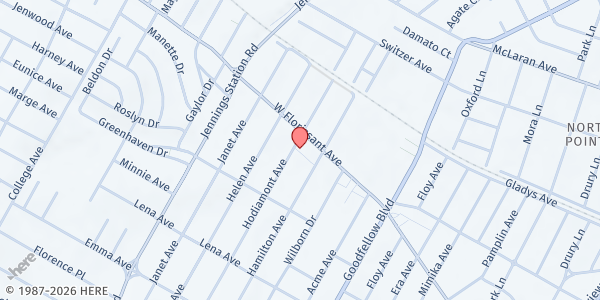 Map showing North County Community Development at 6614 W. Florissant Ave., St Louis, MO