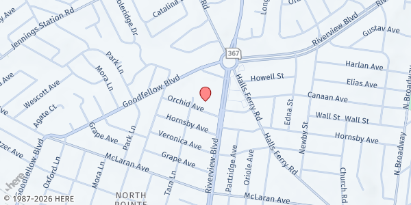 Map showing North Park UMC at 1525 Orchid Ave., St Louis, MO