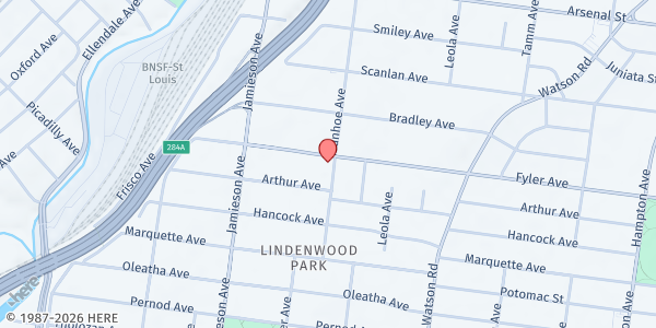 Map showing Orphan Grain Train - Timothy Lutheran Church at 6704 Fyler Ave., St Louis, MO