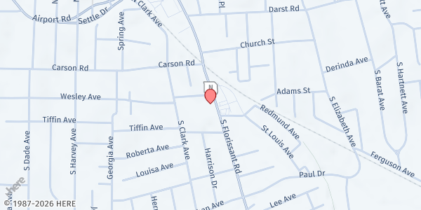 Map showing Our Lady of Guadalupe Parish - St. Vincent de Paul at 1115 S. Florissant Rd., St Louis, MO