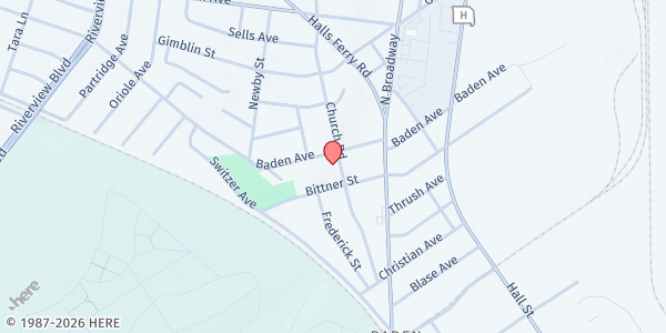 Map showing Our Lady Of The Holy Cross at 8115 Church Rd., St Louis, MO