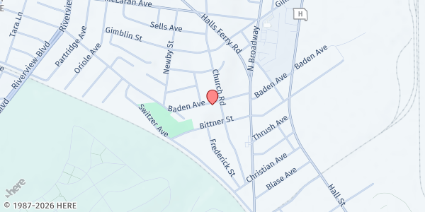 Map showing Our Lady of the Holy Cross Catholic Church at 8115 Church Rd., St Louis, MO