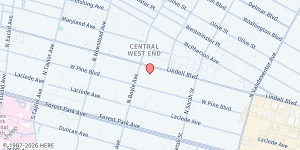 Map showing Pcac-St Louis at 4236 Lindell Blvd., St Louis, MO