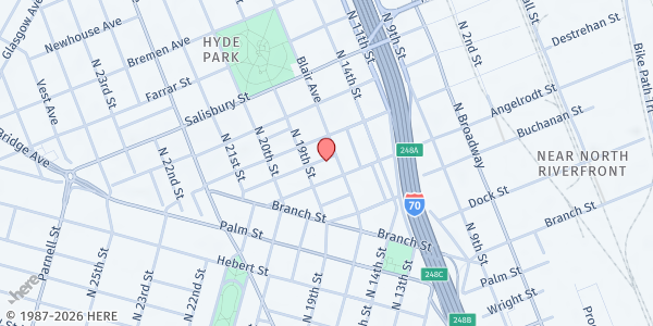 Map showing Restoration Ministries at 1510 Agnes St., St Louis, MO