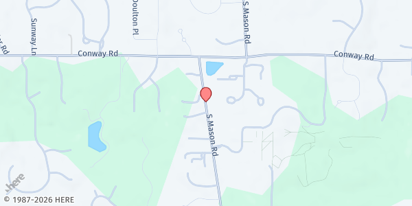 Map showing Saint Anselm Parish - St. Vincent de Paul Society at 530 S. Mason Rd., St Louis, MO