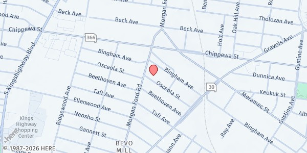 Map showing Saint Louis Area Foodbank Mobile Market - Morgan Ford Location at 4300 Morgan Ford Rd, St. Louis, MO