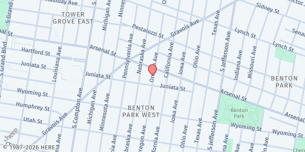 Map showing Salvation Army Booth Manor at 2906 Magnolia, St Louis, MO