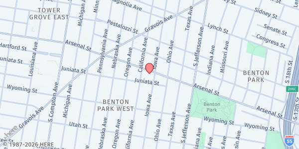 Map showing Salvation Army Temple Corp at 2740 Arsenal St., St Louis, MO