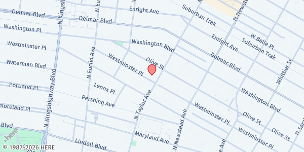 Map showing Second Presbyterian Church at 4501 Westminster Pl., St Louis, MO