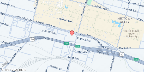 Map showing SLU Campus Kitchen - Reinert Hall at Reinert Hall, 303 S. Grand Blvd., St Louis, MO