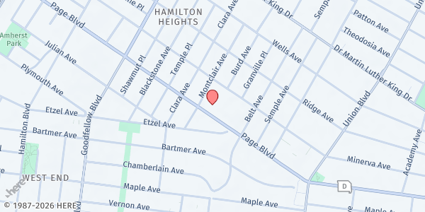 Map showing Solomon's Temple Church at 5569 Page Blvd., St Louis, MO
