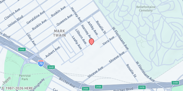 Map showing St. John Temple UHCA at 5400 N. Euclid Ave., St Louis, MO