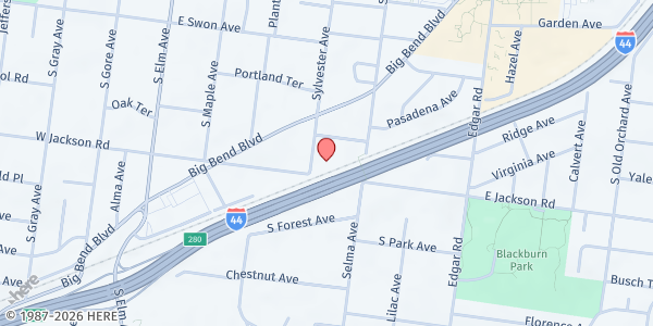 Map showing St Joseph And Holy Infant at 7677 Watson, St Louis, MO