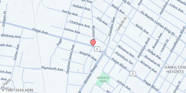 Map showing St. Louis Bible Way Church at 6719 Page Ave., St Louis, MO