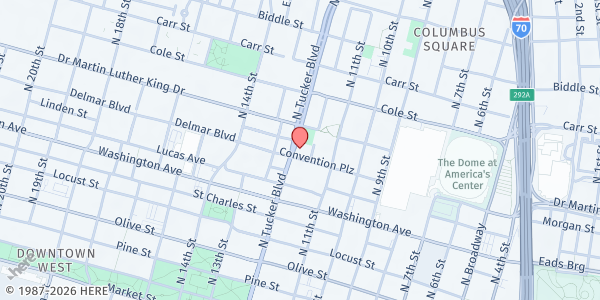 Map showing St. Patrick Center at 800 N. Tucker Blvd., St Louis, MO