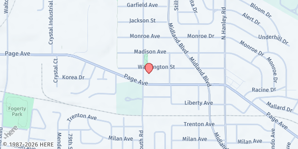 Map showing St Rita's Church SVDP at 8240 Washington, St Louis, MO