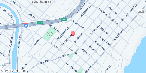 Map showing St. Trinity Lutheran Church at 517 Koeln Ave., St Louis, MO