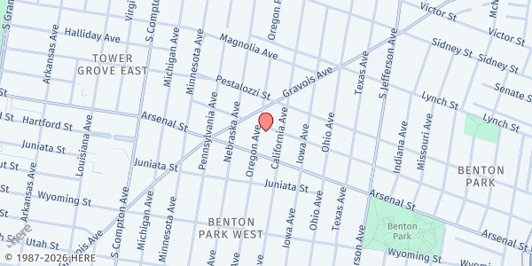 Map showing St. Wenceslaus Food Pantry at 3014 Oregon Ave., St Louis, MO
