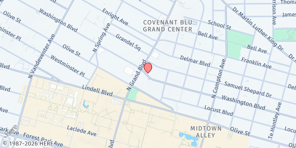 Map showing Third Baptist Church at 620 N. Grand Blvd., St Louis, MO