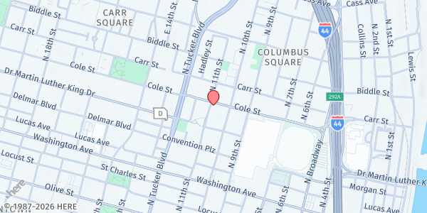 Map showing United Way of Greater Saint Louis - Main Office at 910 N 11th St, St. Louis, MO