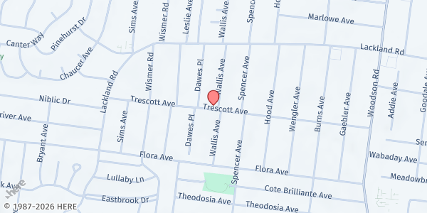 Map showing Universal Church of Jesus Christ at 2301 Wallis Ave., St Louis, MO