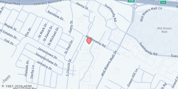 Map showing St Peters Senior Center at 108 Mcmenamy Rd, St Peters, MO