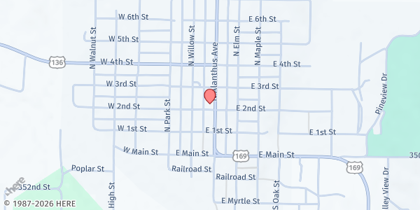 Map showing Community Services of Gentry County at 301 E. 2nd St., Stanberry, MO