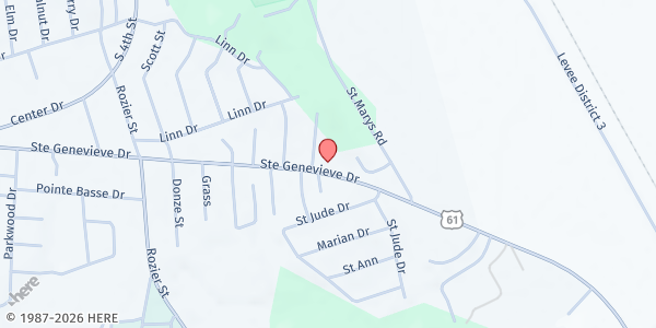 Map showing East Missouri Action Agency at 95 Ste Genevieve Dr, Ste. Genevieve, MO