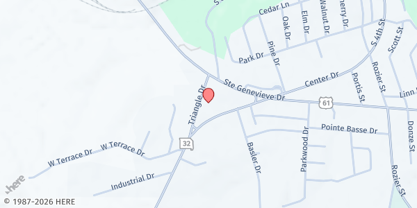 Map showing HOPE CHURCH at 30 Triangle Drive, Ste. 1, Ste. Genevieve, MO