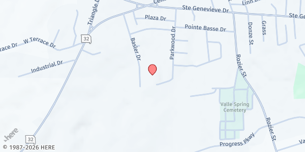 Map showing STE. GENEVIEVE FIRST BAPTIST CHURCH at 101 Basler, Ste. Genevieve, MO